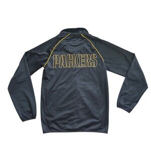 NFL Green Bay Packers Jacket Mens Small Full Zip Track Jacket Black
